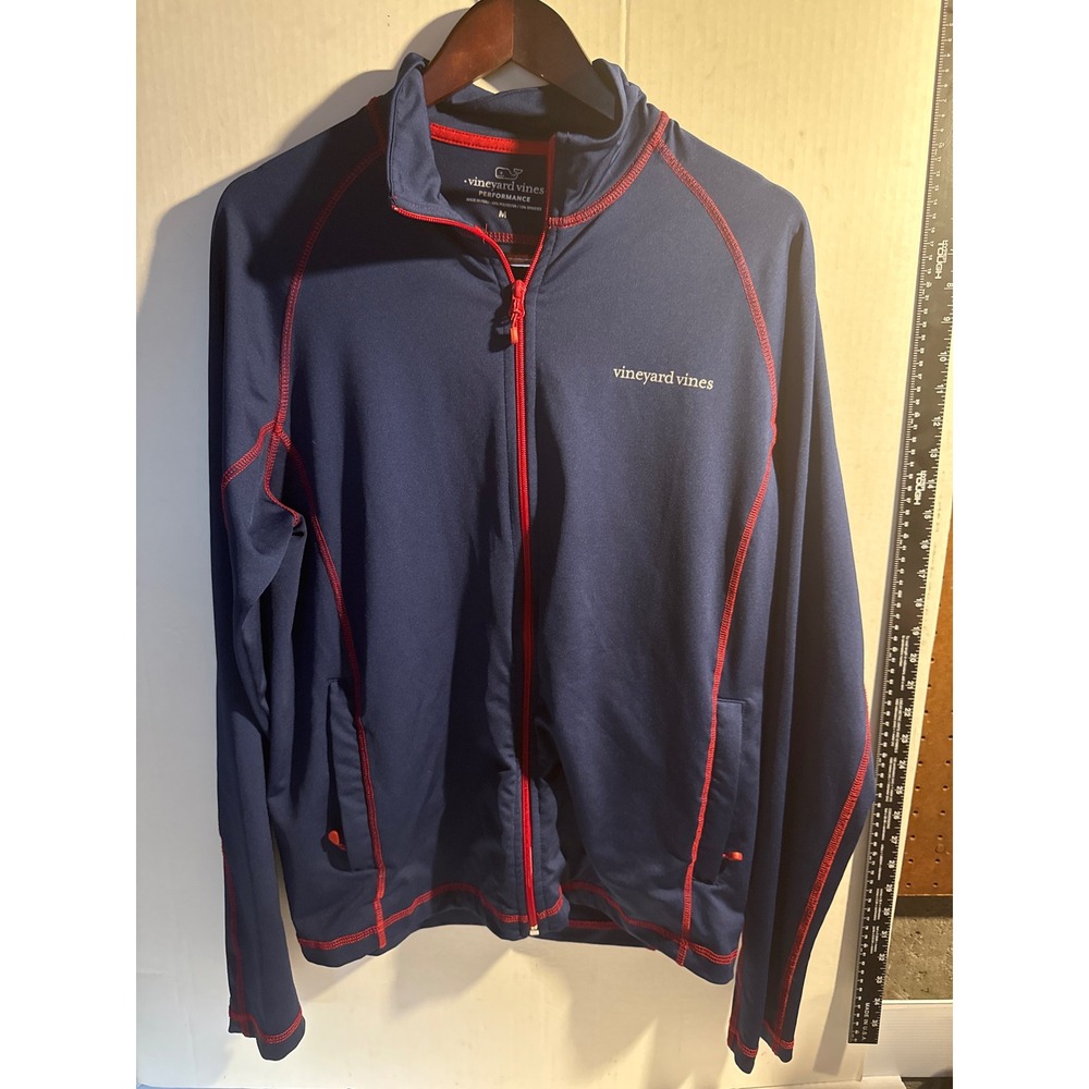 Vineyard‎ Vines Performance Jacket Mens medium Full Zip Blue Red Stitching
